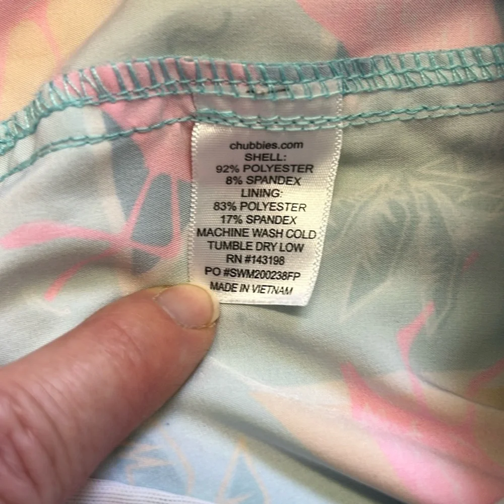 Chubbies Men’s Flamingo‎ Swim Trunks w/Elastic Band Blue/Pink Mesh Liner 2X